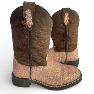 Smoky Mountain Leather Glitter Pink Western Boots Cowgirl Kids Girls Youth 13 R